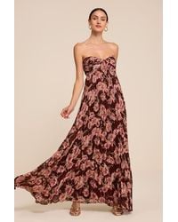 Lulus - Nola Floral Pleated Strapless Maxi Dress - Lyst
