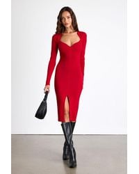 Lulus - Adoring Me Ribbed Long Sleeve Midi Sweater Dress - Lyst