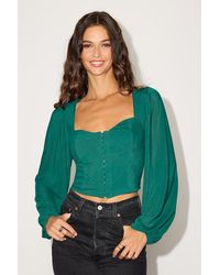 Lulus - Feeling So Cute Mesh Balloon Sleeve Crop Top - Lyst