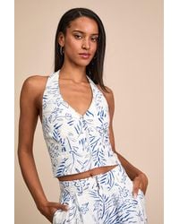 Lulus - Amarae Ivory And Floral Print Halter Vest Top - Lyst