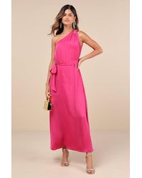 Lulus - Goddess Aura Satin One-Shoulder Maxi Dress - Lyst