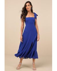 Lulus - Summer Invite Tie-Strap Tiered Midi Dress - Lyst