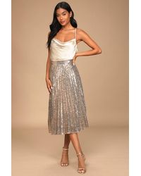 Lulus - Glamorous Occasion Sequin Pleated Midi Skirt - Lyst