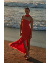 Lulus - Rawya Strapless Maxi Dress And Scarf Set - Lyst