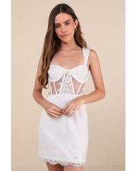 Lulus - Coveted Delight Sequin Mesh Embroidered Bustier Mini Dress - Lyst