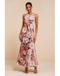 Lulus - Sidney Dark Multi Floral Halter Maxi Dress - Lyst