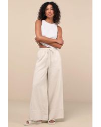 Lulus - Brisa Cuffed Wide-Leg Pants - Lyst