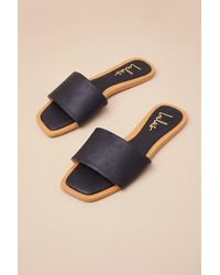 Lulus - Brenner Flat Square-Toe Slide Sandals - Lyst