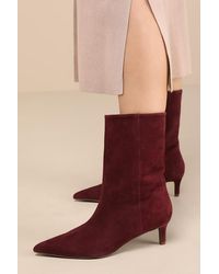 Seychelles - Game Changer Mahogany Suede Leather Pointed-Toe Mid-Calf Boots - Lyst