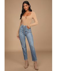 Just Black - Forever A Trend Light Wash High-Rise Mom Jeans - Lyst
