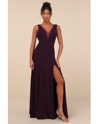 Lulus - Simply Immaculate Dark Backless Maxi Dress - Lyst