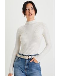 Lulus - Crawford Long Sleeve Mock Neck Bodysuit - Lyst