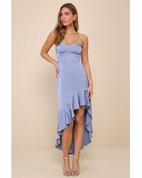 Lulus - Blushing Darling Strapless High-Low Maxi Dress - Lyst