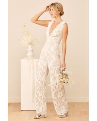 Lulus - Enamored With You Lace Wide-Leg Jumpsuit - Lyst