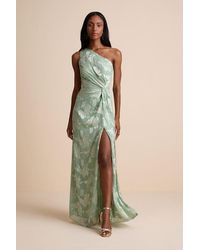 Lulus - Renni Floral Jacquard One-Shoulder Maxi Dress - Lyst