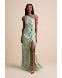 Lulus - Renni Floral Jacquard One-Shoulder Maxi Dress - Lyst