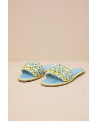Jessica Simpson - Brennara Chambre Lizard Woven Rhinestone Slide Sandals - Lyst