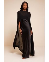 Lulus - Cavana Satin Cape Maxi Dress - Lyst