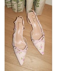 Lulus - Marinette Floral Pointed-Toe Kitten Heel Pumps - Lyst