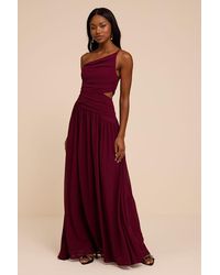Lulus - Marcela Plum Ruched One-Shoulder Maxi Dress - Lyst