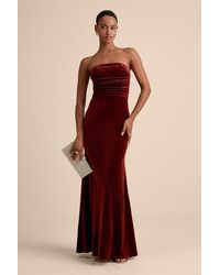 Lulus - Maren Rust Velvet Strapless Mermaid Maxi Dress - Lyst