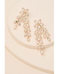 Lulus - Tenley Rhinestone Floral Drop Earrings - Lyst