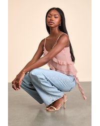 Lulus - Luscinia Textured Ruffled Cami Top - Lyst