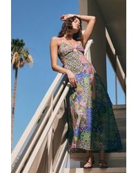 Lulus - Monica Multi Print Tie-Front Maxi Dress - Lyst