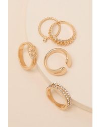 Lulus - Revita Rhinestone Five-Piece Ring Set - Lyst