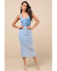 Lulus - Radiant Personality Color Block Ribbed Knit Midi Dress - Lyst