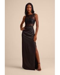 Lulus - Akasha Sheer Lace Mixed-Media Maxi Dress - Lyst