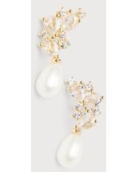Lulus - Seeking Elegance Cubic Zirconia Pearl Stud Earrings - Lyst