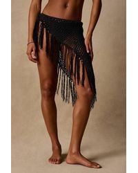 Lulus - Ashore Crochet Fringe Swim Cover-Up Sarong - Lyst