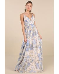 Lulus - Niora And Floral Pleated Maxi Dress - Lyst
