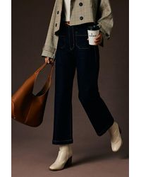 Just Black - Halston Dark Wash Denim Wide-Leg High-Rise Jeans - Lyst
