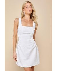 Lulus - Perfectly Flirtatious Floral Jacquard Tie-Back Mini Dress - Lyst