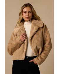 Lulus - Cuddly Sensation Faux Fur Cropped Jacket - Lyst