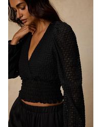 Lulus - Shadia Textured Surplice Smocked Top - Lyst