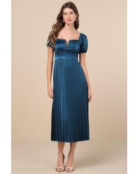 Lulus - Flawless Forever Satin Pleated Midi Dress - Lyst