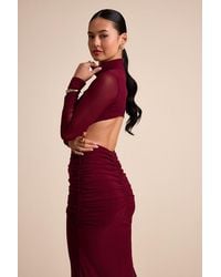 Lulus - Madahlia Mesh Mock Neck Cutout Maxi Dress - Lyst