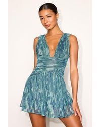 Lulus - Evaluna Abstract Print Pleated Mini Dress - Lyst