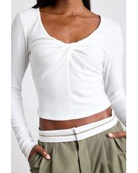 Lulus - Firona Jersey Knit Twist-Front Long Sleeve Top - Lyst