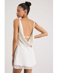 Lulus - Dandria Satin Cowl Back Mini Dress - Lyst