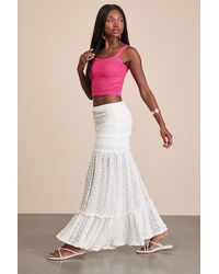 Lulus - Rochelle Sheer Textured Knit Maxi Skirt - Lyst