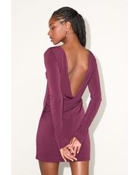 Lulus - Noey Jersey Knit Cowl Back Long Sleeve Mini Dress - Lyst