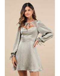 Lulus - Consistent Beauty Lace Cutout Long Sleeve Mini Dress - Lyst