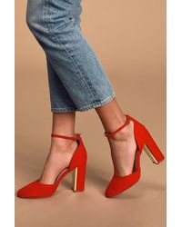 Lulus - Laura Suede Ankle Strap Heels - Lyst