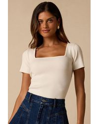 Lulus - Dalida Ribbed Knit Short Sleeve Top - Lyst