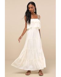 Lulus - Inaya Textured Tie-Strap Tiered Maxi Dress - Lyst