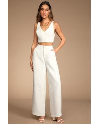 Lulus - Chic And Sophisticated Tweed Wide-Leg Pants - Lyst